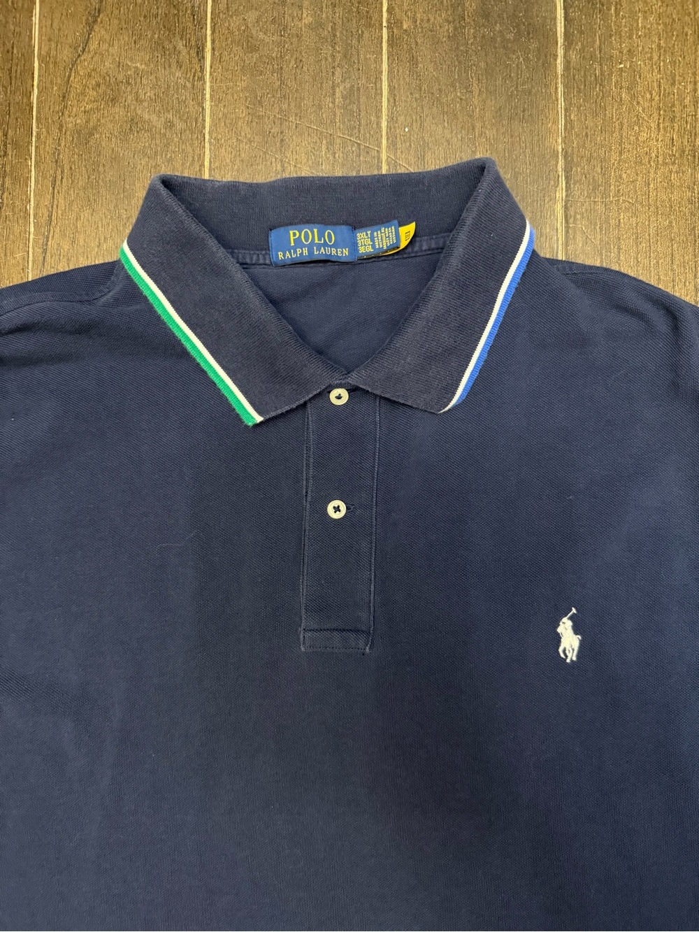 Polo Ralph Lauren Polo Shirt Men 3XLT Navy Colorblock Sleeves Big Tall Pony